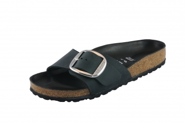 Birkenstock Damen Madrid Big Buckle Schwarz Fettleder Weite Schmal