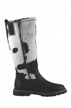 Ammann Damen Winter Stiefel Montana schwarz schwarz/weiß Kalbleder/Kuhfell Lammfellfutter Gummi-Profilsohle