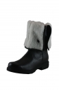 Manas Damen Umschlag Stiefel 1907 schwarz Leder Webpelz Gummisohle